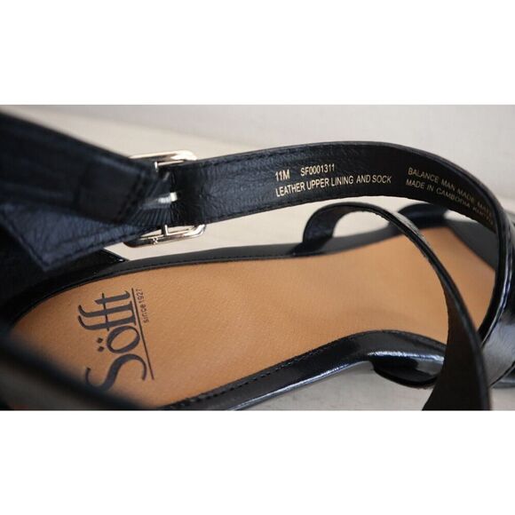 Söfft SF0001311 Women's Sz 11M Black Crinkle Patent Innis Wedge Sandals - Picture 4 of 10
